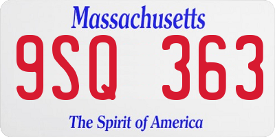 MA license plate 9SQ363