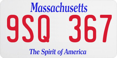 MA license plate 9SQ367