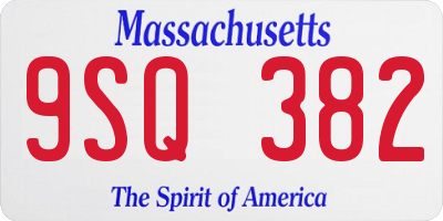 MA license plate 9SQ382