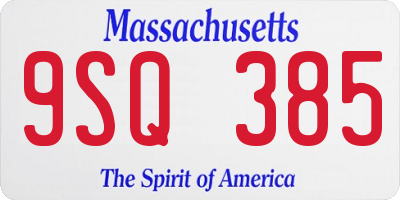 MA license plate 9SQ385