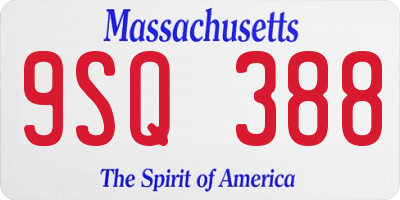 MA license plate 9SQ388