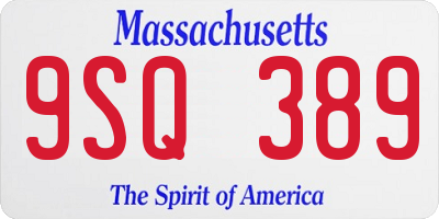 MA license plate 9SQ389