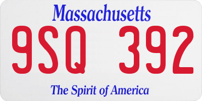 MA license plate 9SQ392