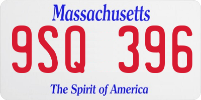 MA license plate 9SQ396