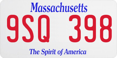 MA license plate 9SQ398