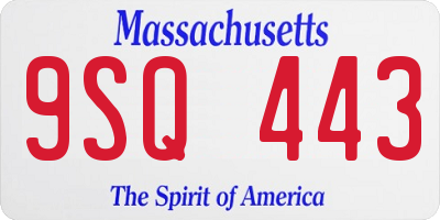 MA license plate 9SQ443