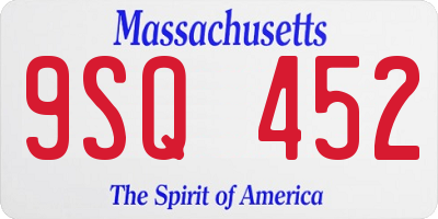 MA license plate 9SQ452