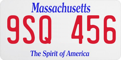 MA license plate 9SQ456