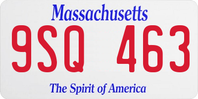 MA license plate 9SQ463