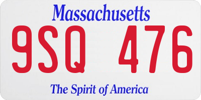 MA license plate 9SQ476