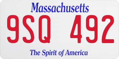 MA license plate 9SQ492