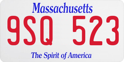 MA license plate 9SQ523