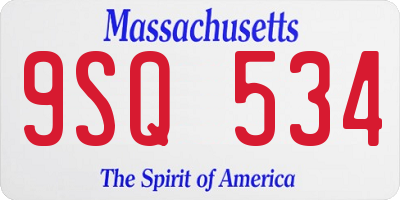 MA license plate 9SQ534