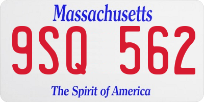 MA license plate 9SQ562