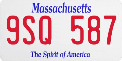 MA license plate 9SQ587