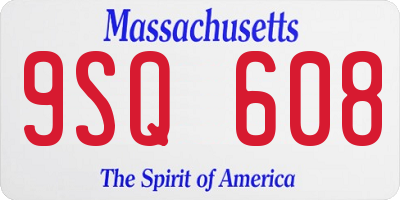 MA license plate 9SQ608
