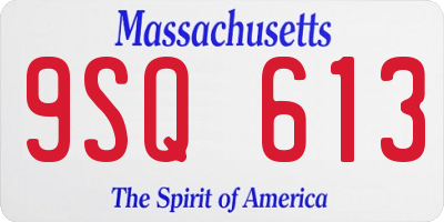 MA license plate 9SQ613