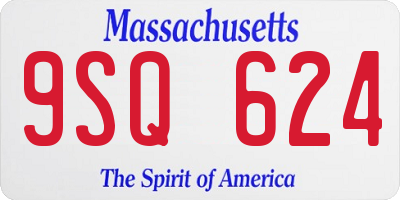 MA license plate 9SQ624