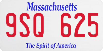 MA license plate 9SQ625