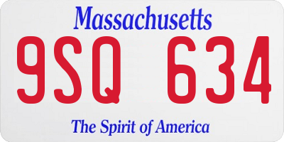 MA license plate 9SQ634