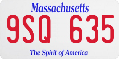 MA license plate 9SQ635