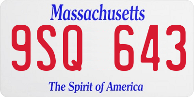 MA license plate 9SQ643
