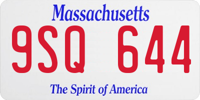 MA license plate 9SQ644