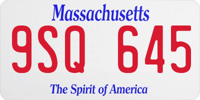 MA license plate 9SQ645