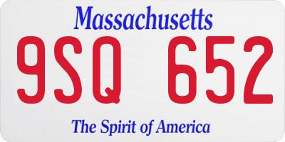 MA license plate 9SQ652