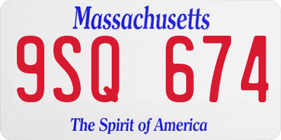 MA license plate 9SQ674