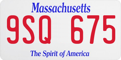 MA license plate 9SQ675