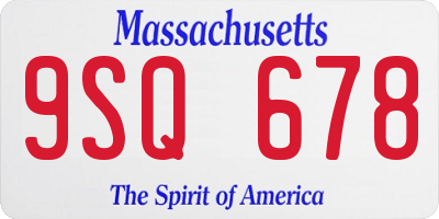 MA license plate 9SQ678