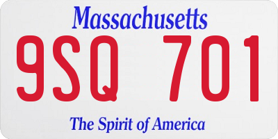 MA license plate 9SQ701