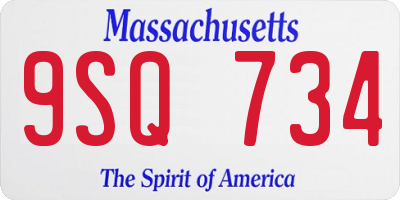 MA license plate 9SQ734