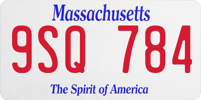 MA license plate 9SQ784