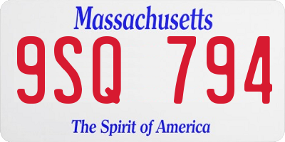 MA license plate 9SQ794