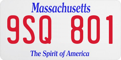 MA license plate 9SQ801