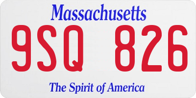 MA license plate 9SQ826