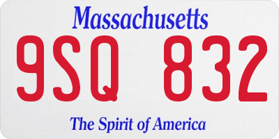 MA license plate 9SQ832