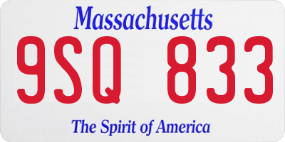 MA license plate 9SQ833