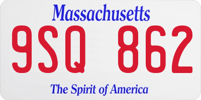 MA license plate 9SQ862