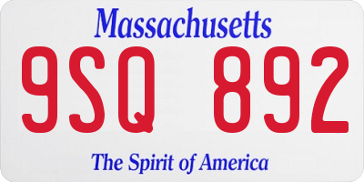 MA license plate 9SQ892