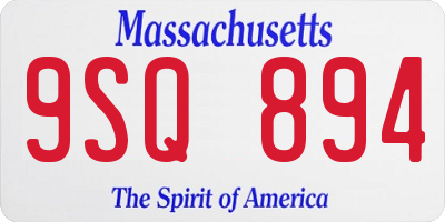 MA license plate 9SQ894