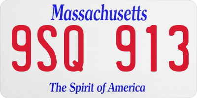 MA license plate 9SQ913