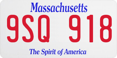 MA license plate 9SQ918