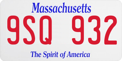 MA license plate 9SQ932