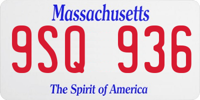 MA license plate 9SQ936