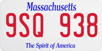MA license plate 9SQ938