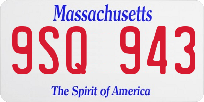 MA license plate 9SQ943