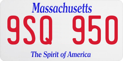 MA license plate 9SQ950